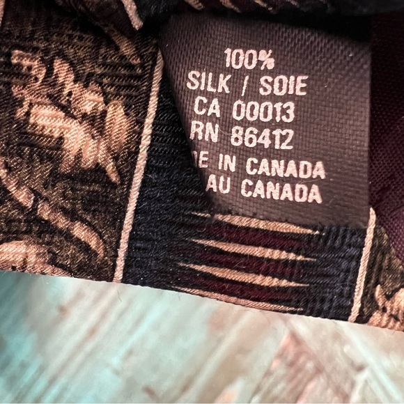 Vintage Christian Dior Silk Tie Striped & Leaf Print Designer Luxury - Picture 9 of 9